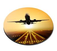 Destination Vinyl ltd Sunset Airplane Airport Plane Jet Flexible Round 5mm Rubber Mouse Mat Pad Office Home Novelty Printed Desk Accessory #63290