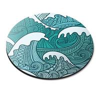 Destination Vinyl Ltd Surf Wave Japanese Style Drawing - Flexible Round 5mm Rubber Mouse Mat Pad Office Home Novelty Printed Desk Accessory 13106
