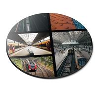 Destination Vinyl ltd Train Enthusiast Tracks Station Flexible Round 5mm Rubber Mouse Mat Pad Office Home Novelty Printed Desk Accessory #63318