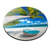 Destination Vinyl Ltd Tropical Beach Holiday Palm - Flexible Round 5mm Rubber Mouse Mat Pad Office Home Novelty Printed Desk Accessory 2519