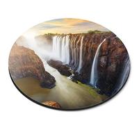 Destination Vinyl ltd Victoria Falls in Zambia and Zimbabwe Flexible Round 5mm Rubber Mouse Mat Pad Office Home Novelty Printed Desk Accessory #52356