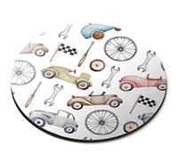 Destination Vinyl ltd Vintage Car Mechanic Dad Brother Uncle Grandad Flexible Round 5mm Rubber Mouse Mat Pad Office Home Novelty Printed Desk Accessory #170910