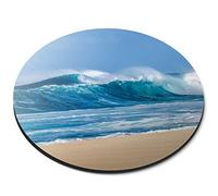 Destination Vinyl Ltd Waves Beach Seaside Ocean - Flexible Round 5mm Rubber Mouse Mat Pad Office Home Novelty Printed Desk Accessory 2467
