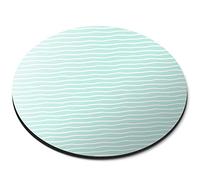 Destination Vinyl Ltd White & Mint Green Wave Pattern - Flexible Round 5mm Rubber Mouse Mat Pad Office Home Novelty Printed Desk Accessory 16704