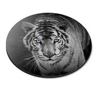 Destination Vinyl Ltd White Tiger Wild Big Cat Jungle Animal Cats - Flexible Round 5mm Rubber Mouse Mat Pad Office Home Novelty Printed Desk Accessory 24434