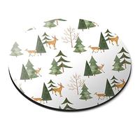 Destination Vinyl ltd Woodland Trees & Deer Winter Forest Christmas Flexible Round 5mm Rubber Mouse Mat Pad Office Home Novelty Printed Desk Accessory #170937