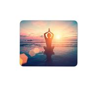 Destination Vinyl Ltd Yoga Pose On The Beach Mouse Mat Pad - Namaste Fitness Computer #14531