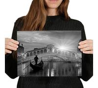 Destination Vinyl Posters A4 - Gondola Rialto Bridge Venice Italy Art Print 29.7 X 21 cm 280gsm satin gloss photo paper #42970