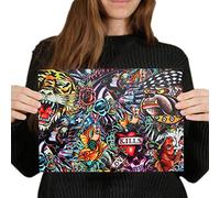 Destination Vinyl Posters A4 - Old School Tattoos Vintage Art Print 29.7 X 21 cm 280gsm satin gloss photo paper #2506