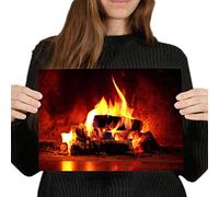 Destination Vinyl Posters A4 - Open Log Fire Winter Christmas Art Print 29.7 X 21 cm 280gsm satin gloss photo paper #16344