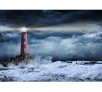 Destination Vinyl Posters A4| Stormy Lighthouse Poster Size A4 Sea Weather Nature Poster #12312