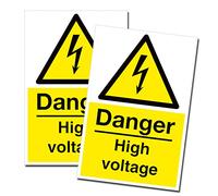 DestinationVinyl 2 x A5 - Danger High Voltage Stickers Health and Safety Sign Electrical #0221 (Self Adhesive)