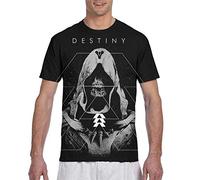 Destiny 2 Men 3D Graphic Printed T Shirt Crewneck Shirt Short Sleeve Unisex Tee Black