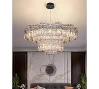Destiny Gear Modern Living Room Chandelier with Double-Layer Crystal and French Light Luxury Style (Double Gear 80 + 42cm)