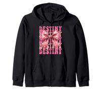 DESTINY Name Coquette Bow Aesthetic for Women Girls Zip Hoodie