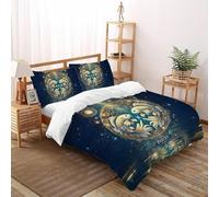 Destiny Zodiac Pisces Bedding Set Digital Printe Wildlife Marine Animal Theme Duvet Cover Set 3 Pieces Microfiber Comforter Cover for Boys & Girls with Pillowcase Super King（260x220cm）