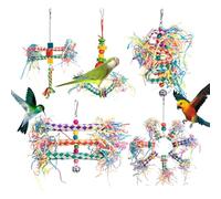 Destruction Games - 5 Pieces Toys | Tear Paper Braiding | Colourful Chewing Games, Pinnute Climbing Set | Cockatiel Chewing, Addes Tool