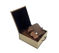 Desuerte Walnut Wooden Heart USB Flash Drive Gift Thumb Pen Drive with Cloth Gift Box 16GB for Wedding Birthday