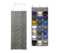 Desuibao 2 Pack Over The Door Hat Racks for Baseball Caps, 24 Clear Pockets Baseball Hat Rack for Door, Cap Rack Hat Organizer, Baseball Hat Holder Storage for Wall Closet Hanging, Gray