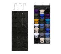 Desuibao 2 Pack Over the Door Hat Racks for Baseball Caps, 24 Clear Pockets Baseball Hat Rack for Door, Cap Rack Hat Organizer, Baseball Hat Holder Storage for Wall Closet Hanging, Black