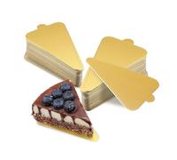 Desuibao 200 PCS Mini Gold Cake Boards Triangle, 118x78 mm Paper Mousse Dessert Bases, Small Cupcake Display Tray Plates, Flat Cardboard Pastry Pad for Home Birthday Party Wedding Bakery
