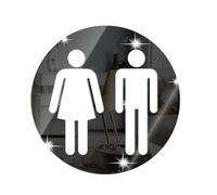 Desuibao All Gender Restroom Sign Peel and Stick, Acrylic Mirror Sticker Gender Neutral Bathroom Signs Wall Decor Decal, Vinyl Unisex Bathroom Door Sign, Men and Women Toilet Sign for Home, Black