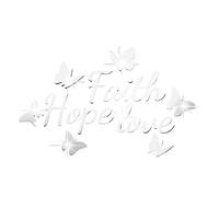 Desuibao Faith Hope Love 3D Acrylic Mirror Wall Decor Stickers, Butterfly Faith Hope Love Wall Decal, Peel and Stick Motivation Letter Wall Sayings Vinyl Lettering Art Quotes for Home Bedroom, Silver