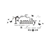 Desuibao Family Where Life Begins and Love Never Ends Wall Decal, Removable Family Wall Art Stickers, Vinyl Motivational Positive Inspirational Quotes Decor Wall Art Decals for Living Room Bedroom