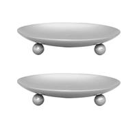 Desuibao Pillar Candle Holders Set of 2, Iron Pillar Candle Stand, Vintage Pillar Candle Plate Tray, Metal Candle Pedestal, Decorative Candle Stick Wax Holder for Aromatherapy Christmas Wedding Silver