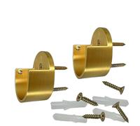 Desunia Closet Rod Support Flanges with Screw On Attachment | Heavy Duty 32mm Diameter Clothes Pole End Sockets for Wardrobes | Satin Brass | 2 Pack