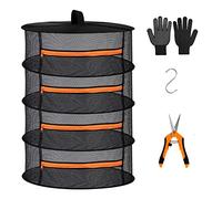Desy & Feeci 4 Layer Mesh Hanging Herb Drying Rack Dry Net with Gardening Shears (D24xH32 inch)