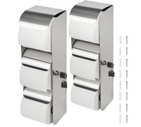 Desyeryamimi 2Pcs Commercial Toilet Paper Holder Toilet Tissue Dispenser with Lock- 3 Roll Stainless Steel Toilet Paper Dispenser Wall Mount- Double Roll Toilet Tissue Holder for Bathroom/Restroom