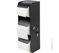 Desyeryamimi Commercial Toilet Tissue/Paper Dispenser- 3 Roll Stainless Steel Locking Toilet Paper Holder Wall Mount for Bathroom/Restroom(Matte Black)