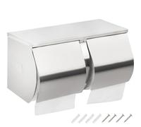 Desyeryamimi Double Roll Toilet Paper Holder Dispenser with Shelf Storage-Commercial 2-Roll Side by Side Stainless Steel Toilet Tissue Holder/Dispenser Wall Mount for Bathroom/Restroom-Brushed Finish