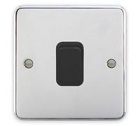 Deta 1903CHB Light Switch 1 Gang 2 Way 10 Amp Polished Chrome/Black Insert