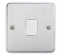 Deta 1903CHW Light Switch 1 Gang 2 Way 10 Amp Polished Chrome/White Insert
