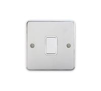 Deta 1903CHW Light Switch 1 Gang 2 Way 10 Amp Polished Chrome/White Insert