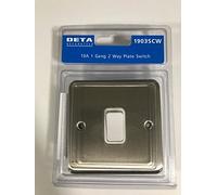 Deta 1903SCW/ 1 Gang 2 Way/Satin Chrome with White Insert