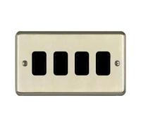 Deta 1920Scb Light Switch 4 Gang 2 Way 10 Amp Satin Chrome / Black Insert