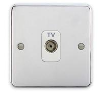 Deta 1940CHW Coaxial TV Aerial Socket 1 Gang Isolated Polished Chrome