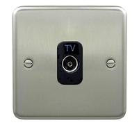 Deta 1940SCB TV Aerial Coaxial Socket 1 Gang Isolated Satin Chrome Black Insert