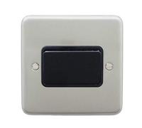Deta 1949SCB Fan Isolator Switch TP 3 Pole Satin Chrome/Black Insert