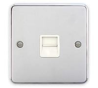 Deta 1960CHW Telephone Socket 1 Gang Master Polished Chrome/White Insert