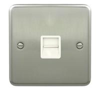 Deta 1960Scw Telephone Socket 1 Gang Master Satin Chrome / White Insert