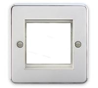 Deta 1970Chw Euromodule Plate 1 Gang 2 Module Polished Chrome / White Insert