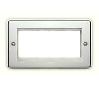 Deta 1971Chw Euromodule Plate 2 Gang 4 Module Polished Chrome / White Insert