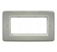 Deta 1971Scw Euromodule Plate 2 Gang 4 Module Satin Chrome / White Insert