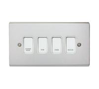 Deta Customised Grid Switch Kitchen Control Panel - 4 Gang (Polished Chrome With White Switches)