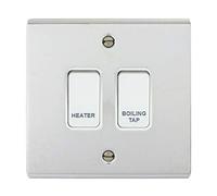 Deta Electrical Co. Ltd Polished Chrome Customised Kitchen Grid Switch Panel with White Push Button Switches - 2 Gang, Toggle, ON-OFF, Chrome, White