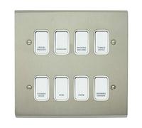 Deta Electrical Co. Ltd Stainless Steel Customised Kitchen Grid Switch Panel with White Switches - 8 Gang